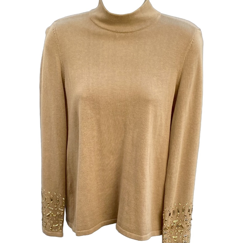 Summer Sale🌼 Chicos bejeweled embellished mock turtleneck sweater zipper back 1P